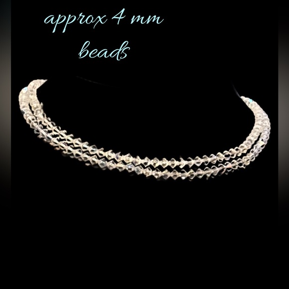 AB Crystal Bicone Bead Layering Necklace - Clear Iridescent Stones 48”length - Picture 5 of 10